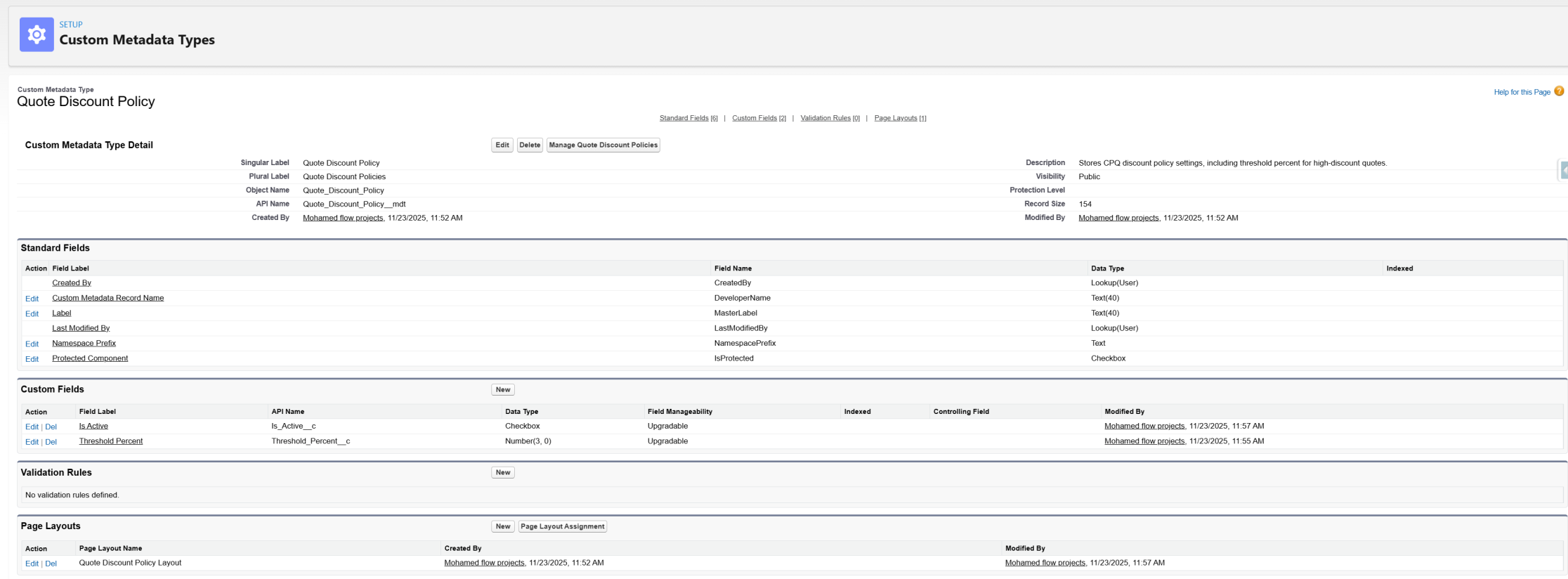 Custom Metadata Type