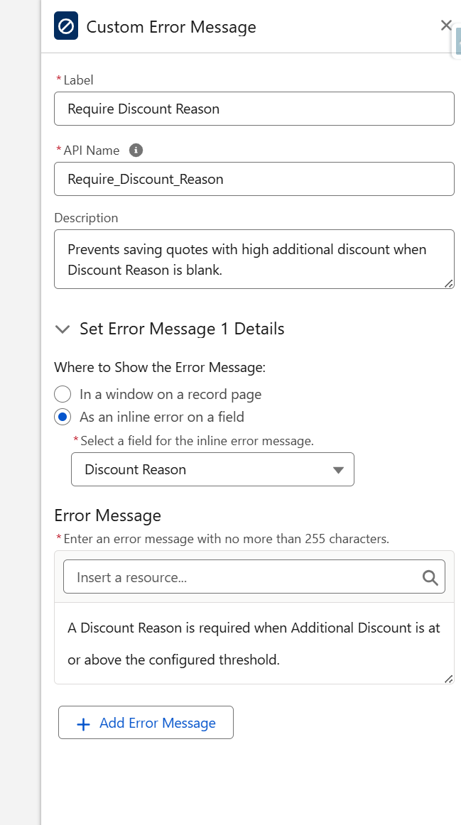Custom Error Configuration