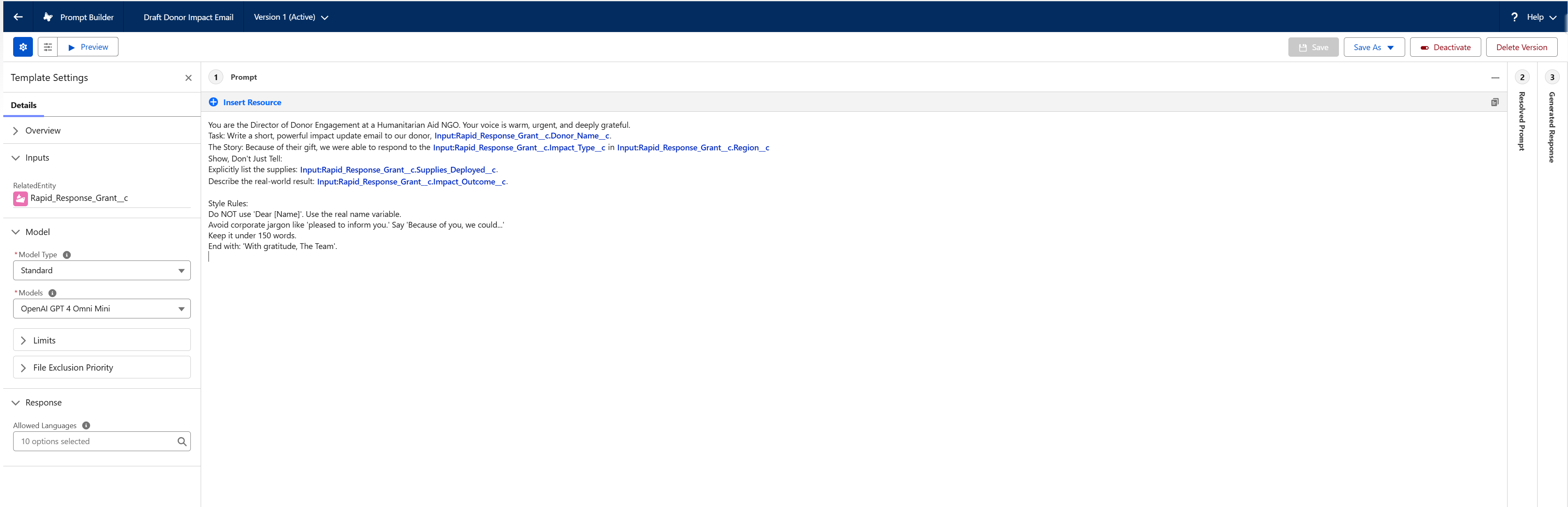 Prompt Builder Template